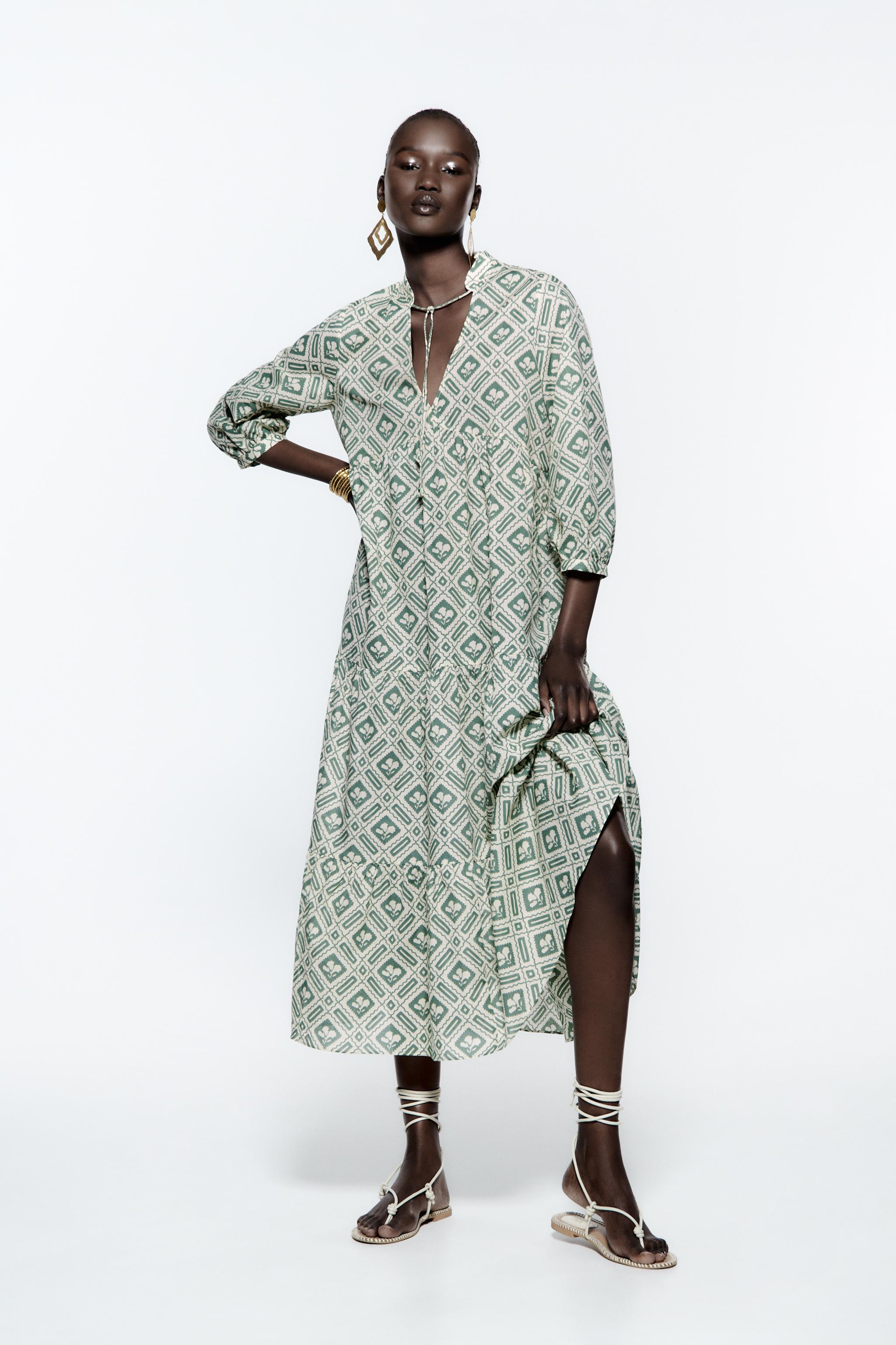 Robe shops verte zara longue